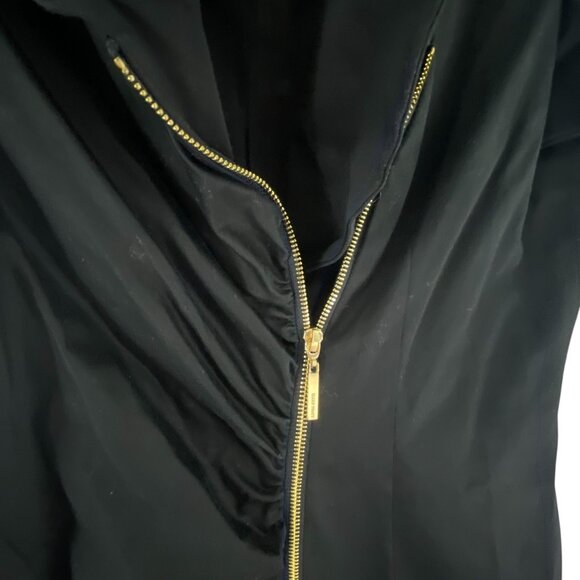 Ellen Tracy Black Short Sleeve Mini Dress With Gold Zipper Size 6 Whimsygoth - Picture 4 of 10